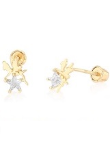 lovely teeny gold fairy screw back earrings for babies
